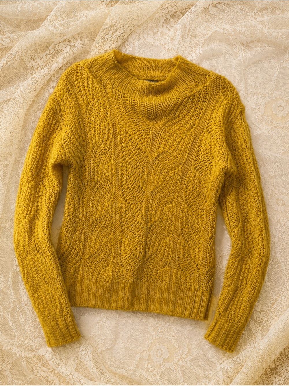 J.Crew Mustard Yellow Cable Knit Sweater XXS Cozy Chunky Cottagecore